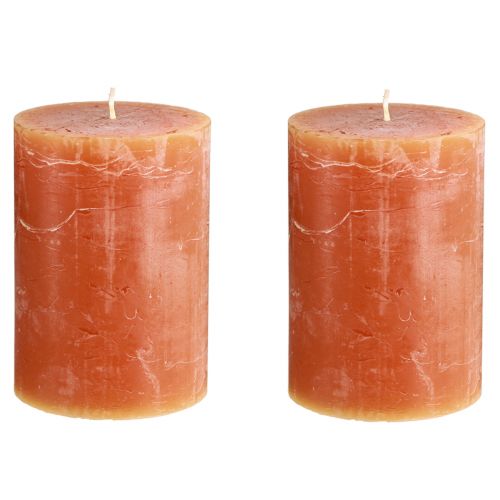 Artikel Stumpenkerzen Dunkelorange Sunset 85x120mm, 2 Stück, Durchgefärbt, Dekoration & Gemütlichkeit