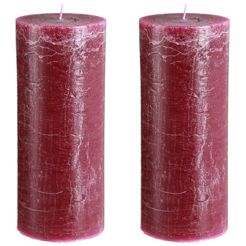 Artikel Langbrennende Stumpenkerzen Berry 85x200mm, 2er-Set, rustikale Optik für Dekoration