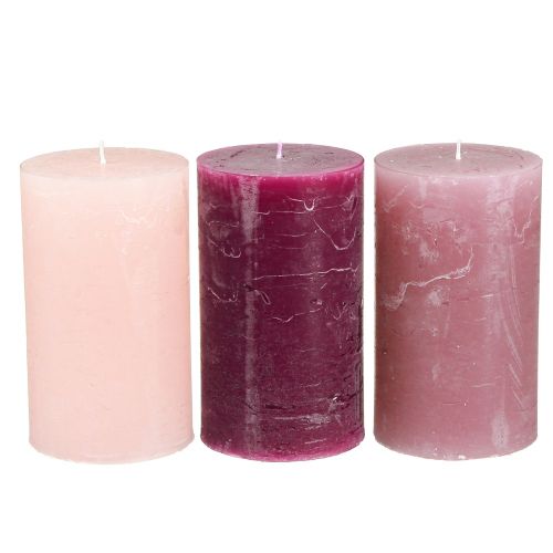 Artikel 12er-Set Stumpenkerzen Berry-Farbtöne 70x120mm durchgefärbt für Deko und Ambiente