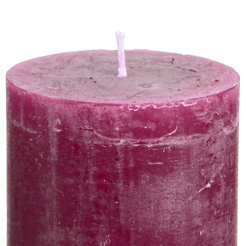 Artikel Stumpenkerzen durchgefärbt Lila Berry 60×80mm 4 Stk - Dekoration, lange Brenndauer, handgefertigt