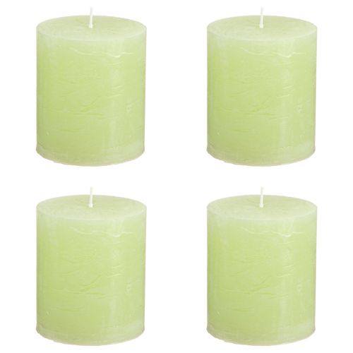 Artikel Stumpenkerzen Lime Grün 70×80mm 4er Set - Hochwertiges, durchgefärbtes Wachs für leuchtende Dekoakzente