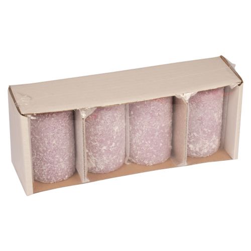 Floristik21 Stumpenkerzen Winter Weihnachtskerzen Lila 60×100mm 4 St