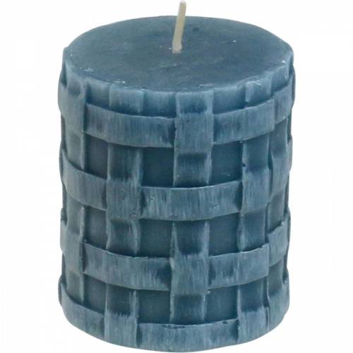 Floristik21 Stumpenkerzen Rustic Blau 80/65 Kerzen rustikal 2 St