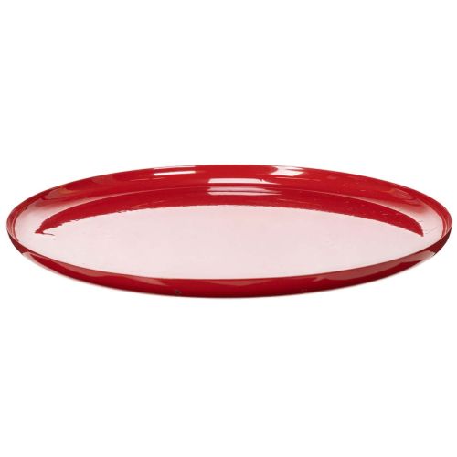 Deko-Tablett Metall Rot 27cm rund mit Rand für Innenbereich