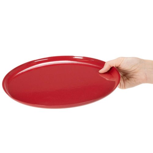 Deko-Tablett Metall Rot 27cm rund mit Rand für Innenbereich | Floristik21.de