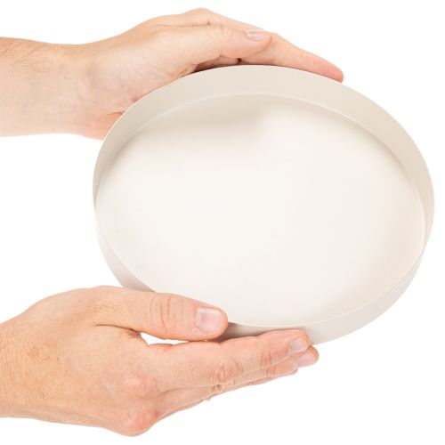 Rundes Tablett Dekoschale Metall 20cm Taupe Innenbereich | Floristik21.de