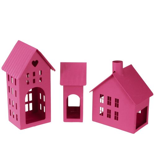 Artikel Kerzenhäuser Set Rosa Metall 3-teilig mit Tablett für stimmungsvolle Dekoration