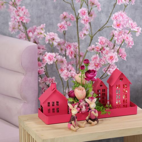 Artikel Kerzenhäuser Set Rosa Metall 3-teilig mit Tablett für stimmungsvolle Dekoration