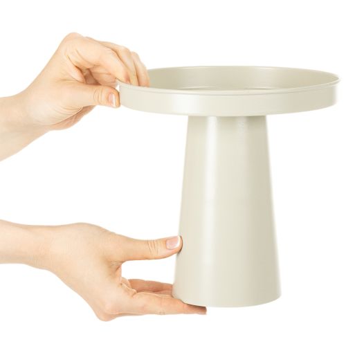 Metall Tablett Ständer, rund, 20 cm Durchmesser, beige-grau, Innenbereich | Floristik21.de