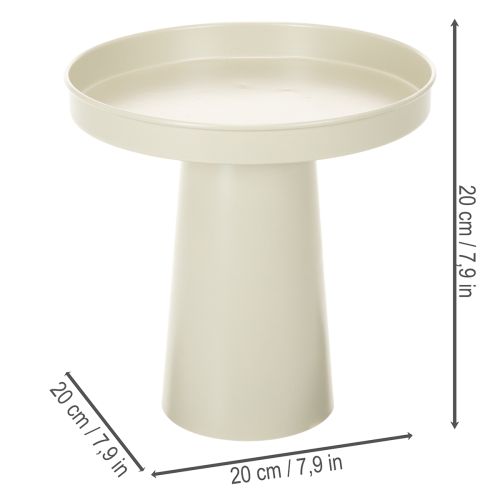 Metall Tablett Ständer, rund, 20 cm Durchmesser, beige-grau, Innenbereich | Floristik21.de