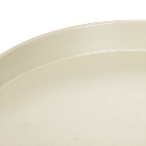 Metall Tablett Ständer, rund, 20 cm Durchmesser, beige-grau, Innenbereich | Floristik21.de