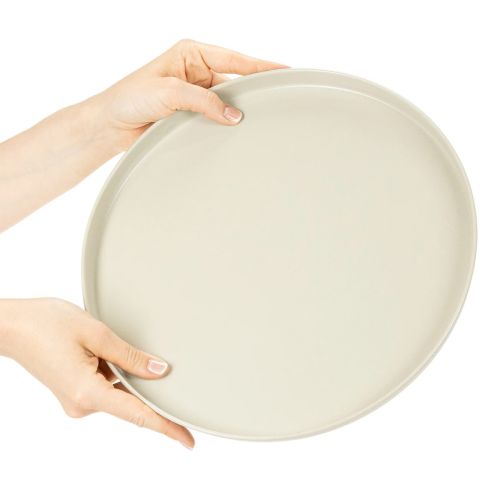 Dekotablett Metall Rund 30 cm Beige | Floristik21.de