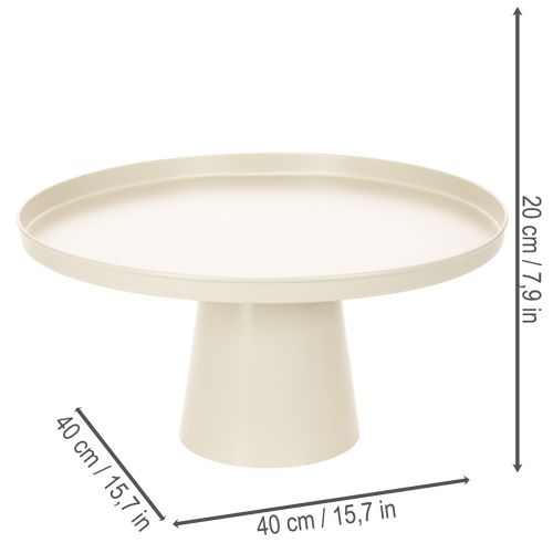Dekoteller aus Metall beige rund Ø 40 cm mit 20 cm hohem Fuß für Innenbereich | Floristik21.de