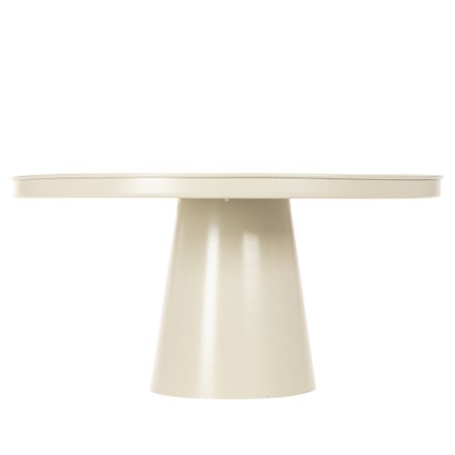 Dekoteller aus Metall beige rund Ø 40 cm mit 20 cm hohem Fuß für Innenbereich | Floristik21.de
