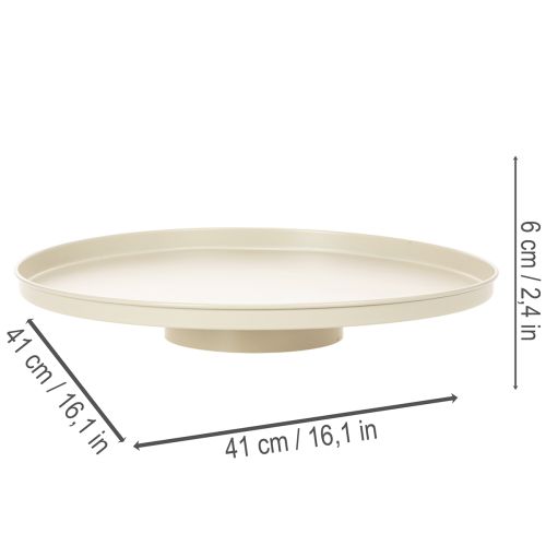 Dekoplatte Metall rund 41 cm beige für Tischdisplay | Floristik21.de