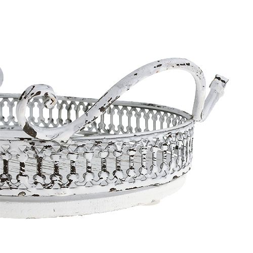 Artikel Tablett mit Griffen oval 23cm x 17,5cm H7,5cm Weiß