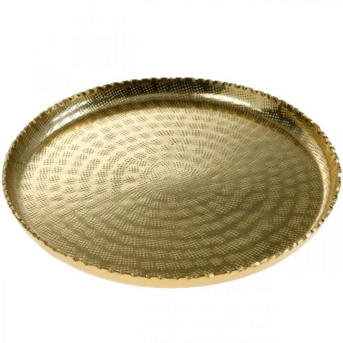 Metalltablett rund, Dekoteller Golden, orientalische Deko Ø30cm