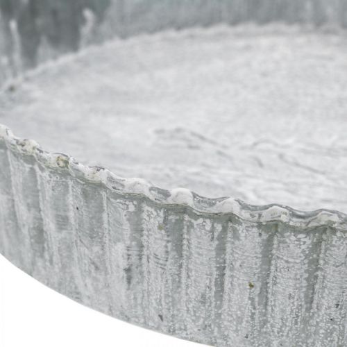 Floristik21 Dekoteller Kuchenform, Metalldeko, Kerzentablett rund Weiß gewaschen Ø21,5cm H4,5cm