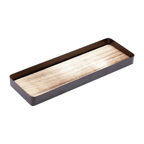 Floristik21 Dekotablett Metall Holz Metalltablett Holzboden 34,5×11×3cm