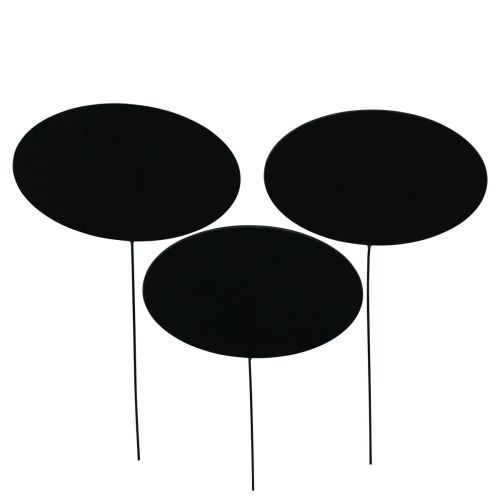 Floristik21 Deko Tafel Schwarz Oval Dekostecker Holz 10×6cm 12St