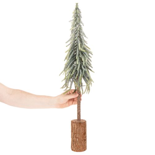 Künstlicher Tannenbaum 75cm mit gefrosteter Optik und Holzsockel | Floristik21.de