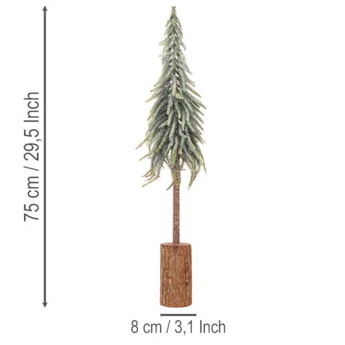 Künstlicher Tannenbaum 75cm mit gefrosteter Optik und Holzsockel | Floristik21.de