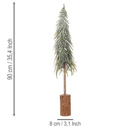 Künstlicher Tannenbaum 90 cm gefrostet mit Holzsockel für Innenbereich | Floristik21.de