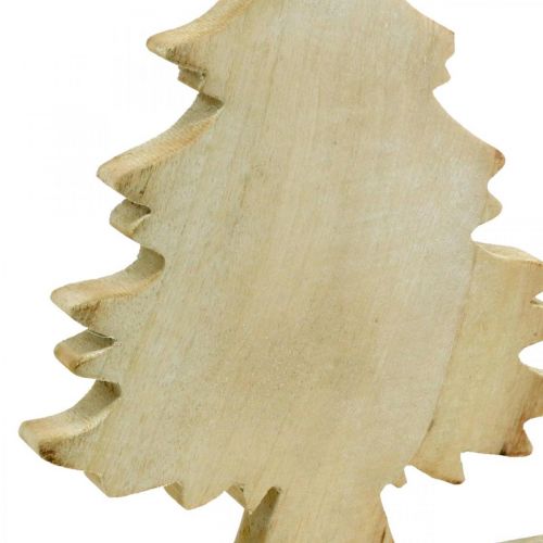 Deko Tannenbaum Holz Weiß gewaschen Tischdeko Advent 32×20×5,5cm