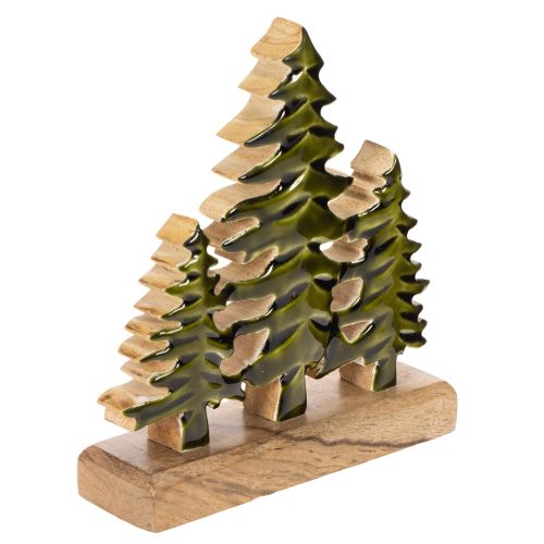 Tannenbaum Deko aus Mangoholz, grün lackiert, 20 cm Höhe, für Innenbereiche