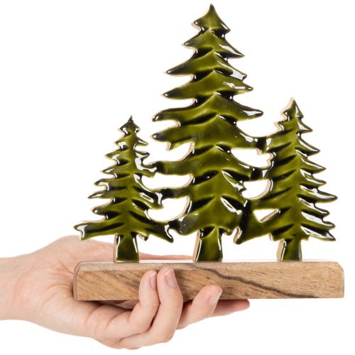 Tannenbaum Deko aus Mangoholz, grün lackiert, 20 cm Höhe, für Innenbereiche | Floristik21.de