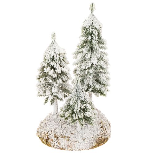 Schneetannen aus Kunststoff auf Styroporunterlage mit Moos 29 cm für Weihnachts- und Tischdekoration
