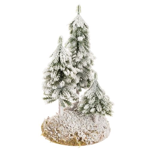 Schneetannen aus Kunststoff auf Styroporunterlage mit Moos 29 cm für Weihnachts- und Tischdekoration | Floristik21.de