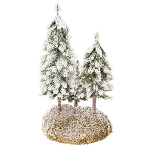 Schneetannen aus Kunststoff auf Styroporunterlage mit Moos 29 cm für Weihnachts- und Tischdekoration | Floristik21.de