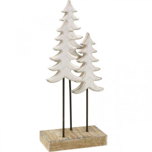 Weihnachtsdeko Tannenbaum Holz Weiß auf Sockel H28cm