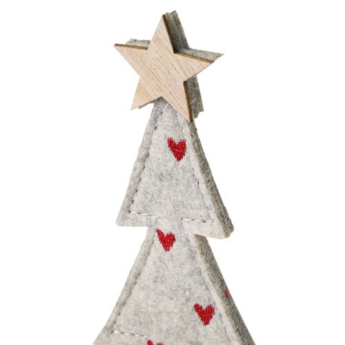 Artikel Tannenbaum Deko Filz Beige Rot mit Sternen Herz H21cm Weihnachtsstimmung 4er Set