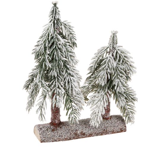 Artikel Tannenbaum Deko Grün Weiß Winterzauber auf Holzsockel H28cm