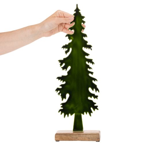 Deko-Tannenbaum aus Metall auf Holzfuß 46 cm Grün Tischdekoration Innen | Floristik21.de