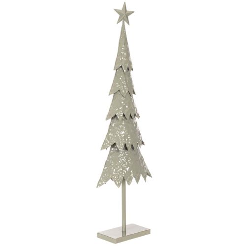 Deko-Tannenbaum aus Metall mit Stern und Standfuß 74 cm, silber