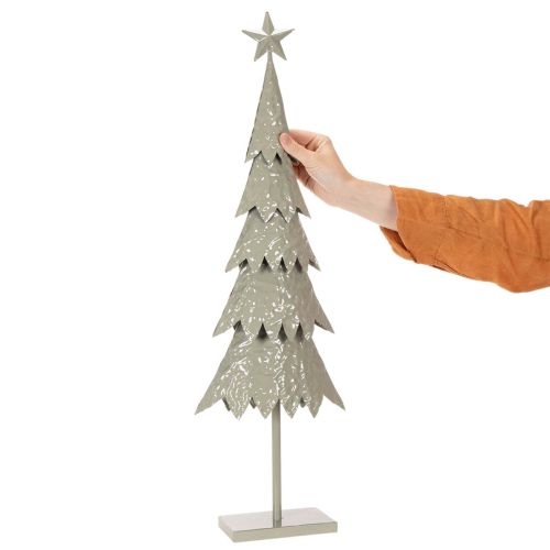 Deko-Tannenbaum aus Metall mit Stern und Standfuß 74 cm, silber | Floristik21.de