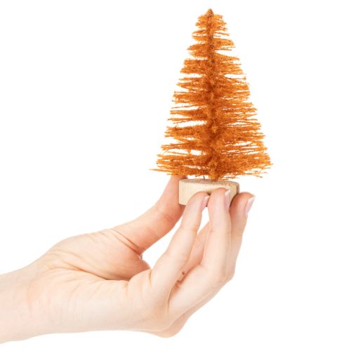 Miniatur Tannenbaum 12cm Kunststoff Holzsockel 6 Stück bunt innen | Floristik21.de