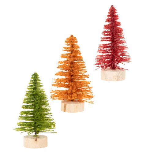 Miniatur Tannenbaum 12cm Kunststoff Holzsockel 6 Stück bunt innen | Floristik21.de