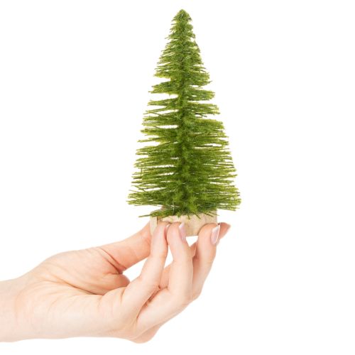 Künstlicher Tannenbaum mit Holzfuß 16cm 6er-Set Grün/Rot/Orange für Innenbereich | Floristik21.de