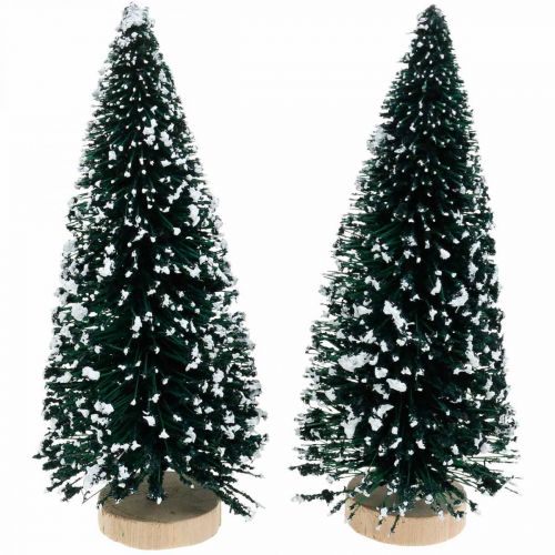 Deko-Tanne beschneit, Weihnachtsdeko, Advent H13cm Ø5,5cm 2St