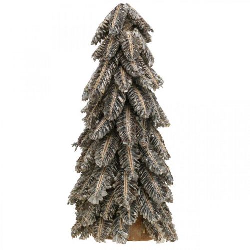 Tanne aus Kiefernzapfen, Weihnachtsdeko, Wintertanne beschneit, Weiß gewaschen H40cm Ø18cm