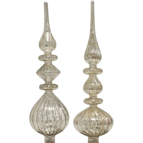 Floristik21 Tannenbaumspitze Christbaumspitze Glas Silber Vintage H34cm