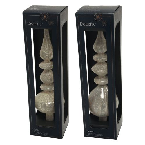 Artikel Tannenbaumspitze Christbaumspitze Glas Weißglas Silber 34cm 1St
