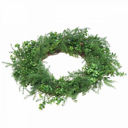 Deko Kranz groß Nadelzweige, Zapfen und Buchs Grün 70cm