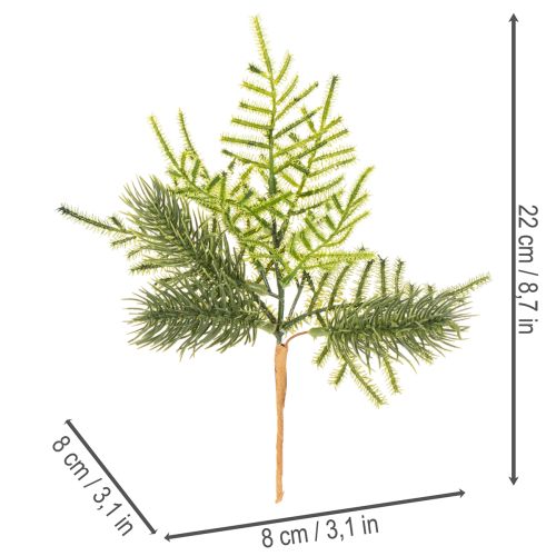 Künstlicher Tannenzweig 22 cm Grün 2 Stück für Innenbereich | Floristik21.de