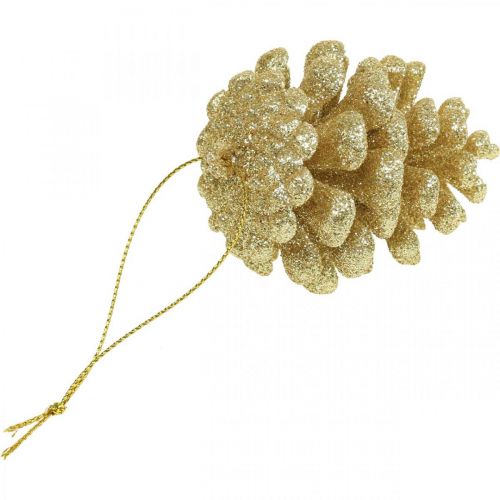 Floristik21 Christbaumschmuck Deko Zapfen Glitter Gold H7cm 6 St