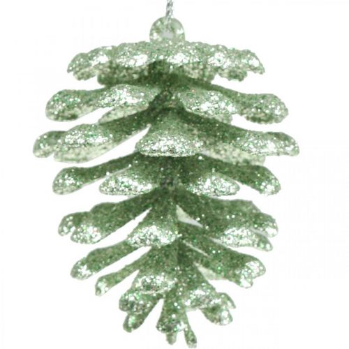 Artikel Christbaumschmuck Deko Zapfen Glitter Mint H7cm 6St